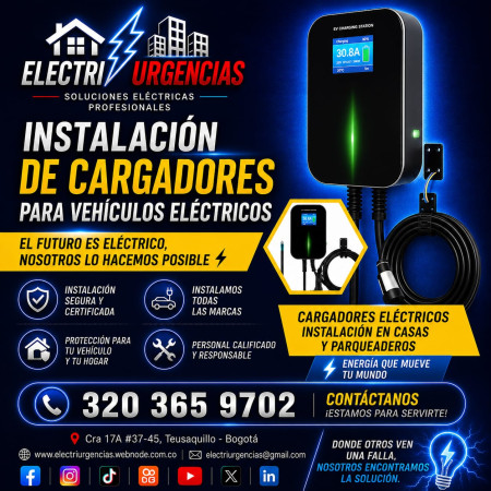 Instalamos todo tipo de cargadores para automóvil electrico.